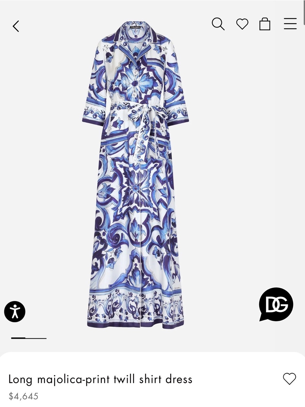 Dolce & Gabbana White and Blue Majolica-Print Maxi Shirt Dress